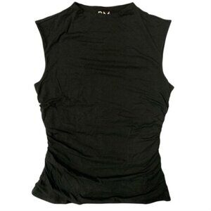 RM by Rebecca Minkoff • Mock Neck Black Ruched Tank Top